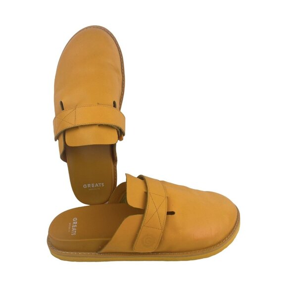 Greats Classon Unisex Yellow Orange Chrome Free Leather Slip On Clogs Shoes S 14
